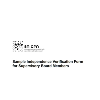 Sample Independence Verification Form for Supervisory Board Members